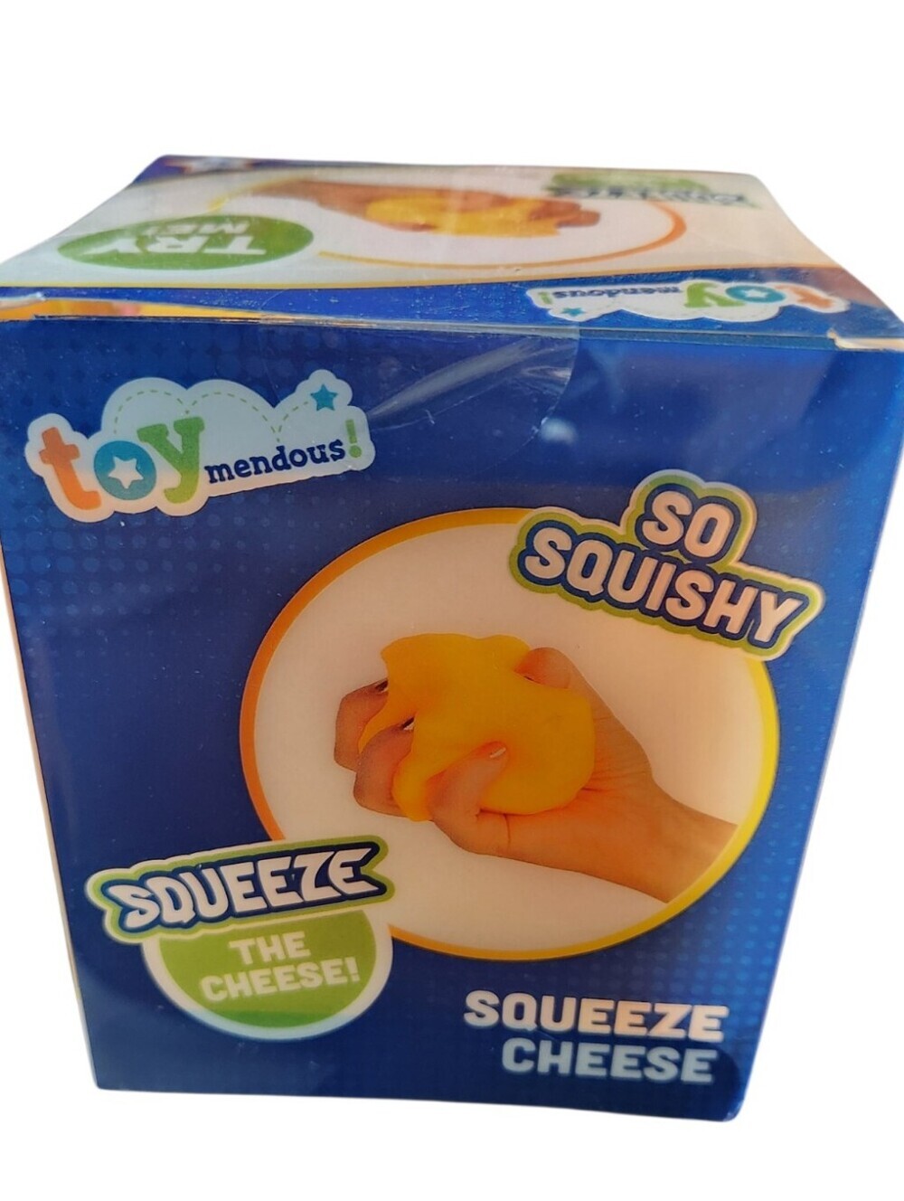 NEW Sunny Days Squeezy Cheese Block Bright Yellow Jumbo Squishy Stress Ball Poke - Picture 3 of 4